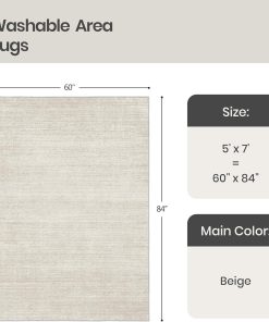 Alternative view of Valenrug Washable Rugs 5x7 - Stain Resistant 5x7 Area Rugs for Living Room. Non Slip Backing Printed Rugs for Bedroom. Folable Machine Washable Area Rug (5'x7'. Beige)